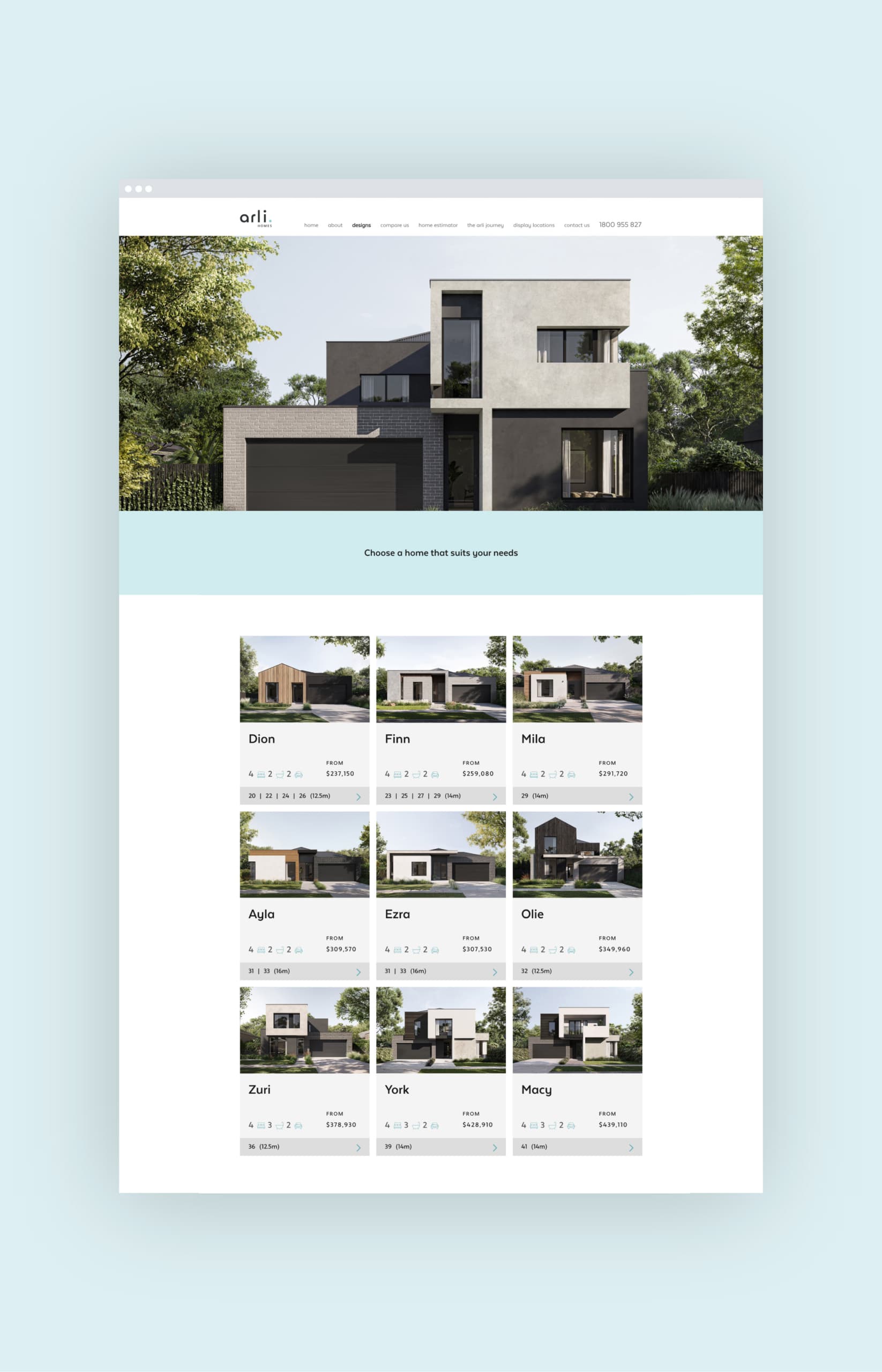 Arli Homes Web Design for Home Designs layout